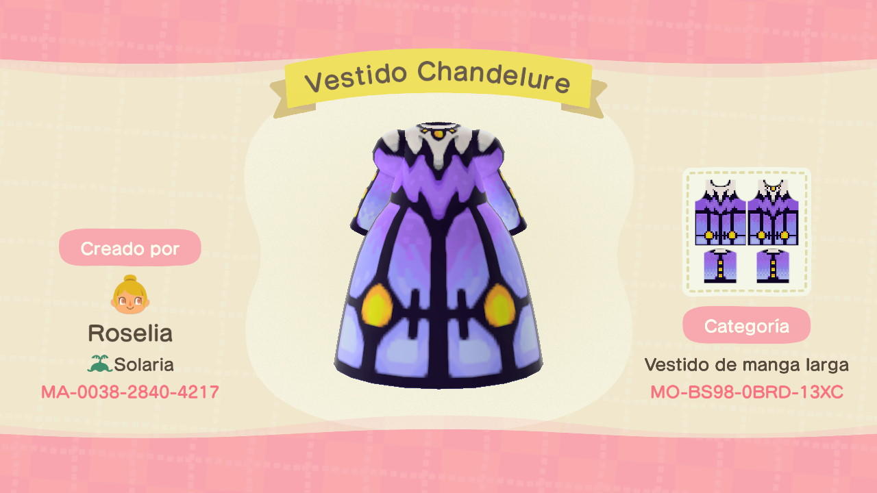 Animal Crossing Design Code: MO-BS98-0BRD-13XC Pokemon Chandelure