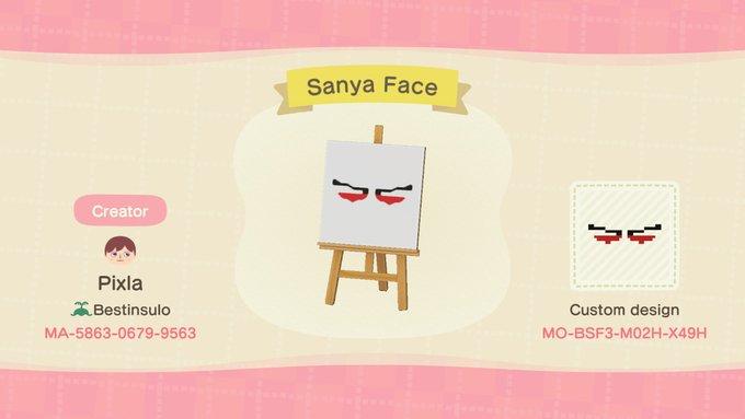 Animal Crossing Design Code: MO-BSF3-M02H-X49H Sanya Face