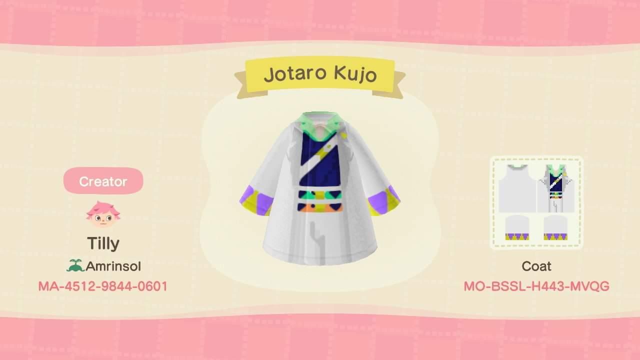 Animal Crossing Design Code: MO-BSSL-H443-MVQG Jotaro Kujo