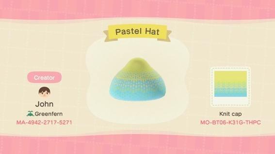 Animal Crossing Design Code: MO-BT06-K31G-THPC Pastel Hat