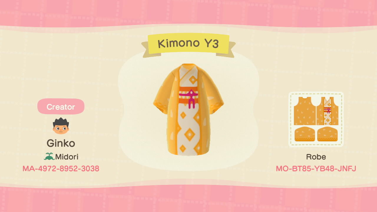 Animal Crossing Design Code: MO-BT85-YB48-JNFJ Kimono Y3