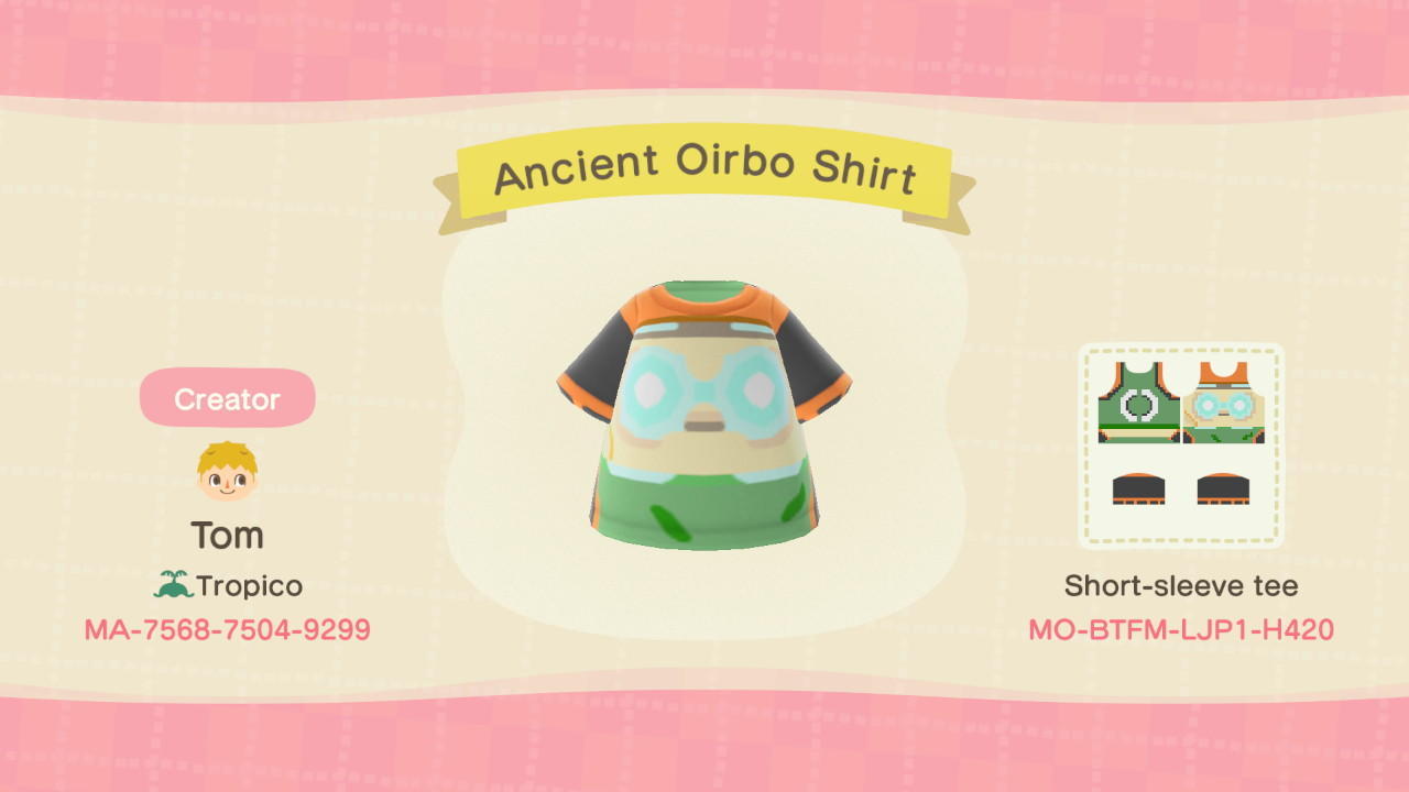 Animal Crossing Design Code: MO-BTFM-LJP1-H420 Ancient Oirbo  Shirt