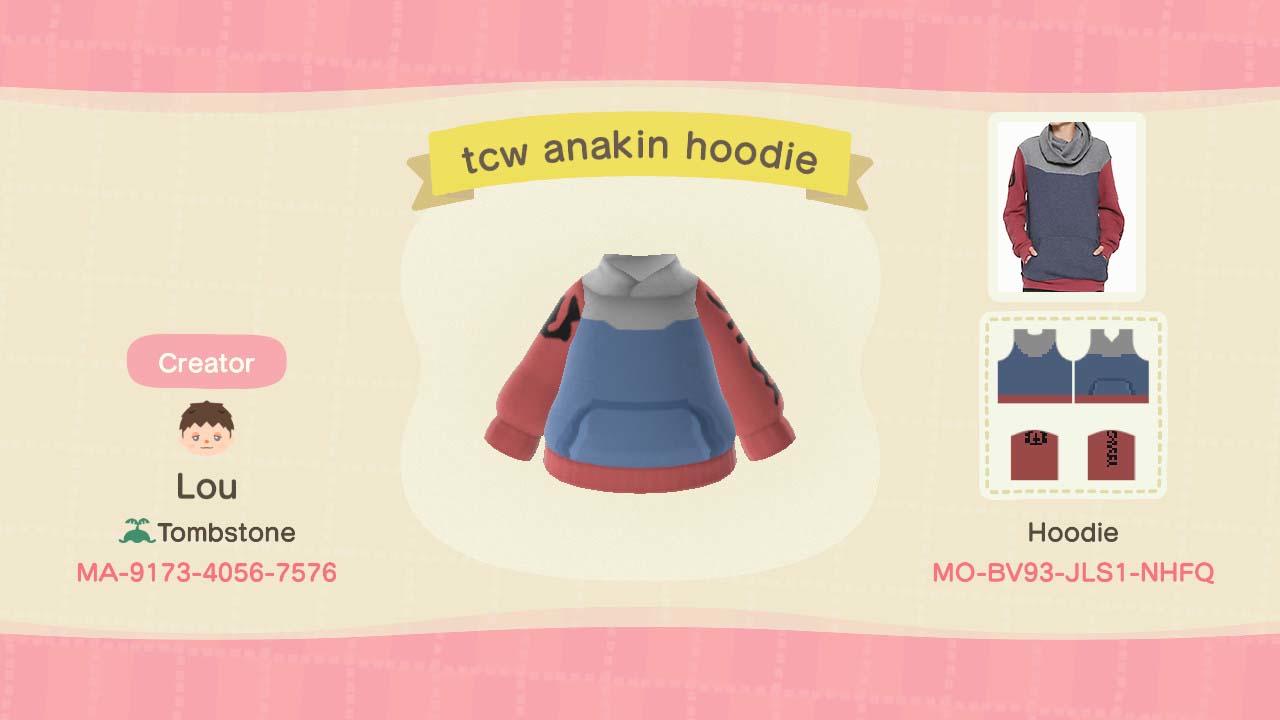 Animal Crossing Design Code: MO-BV93-JLS1-NHFQ tcw anakin hoodie