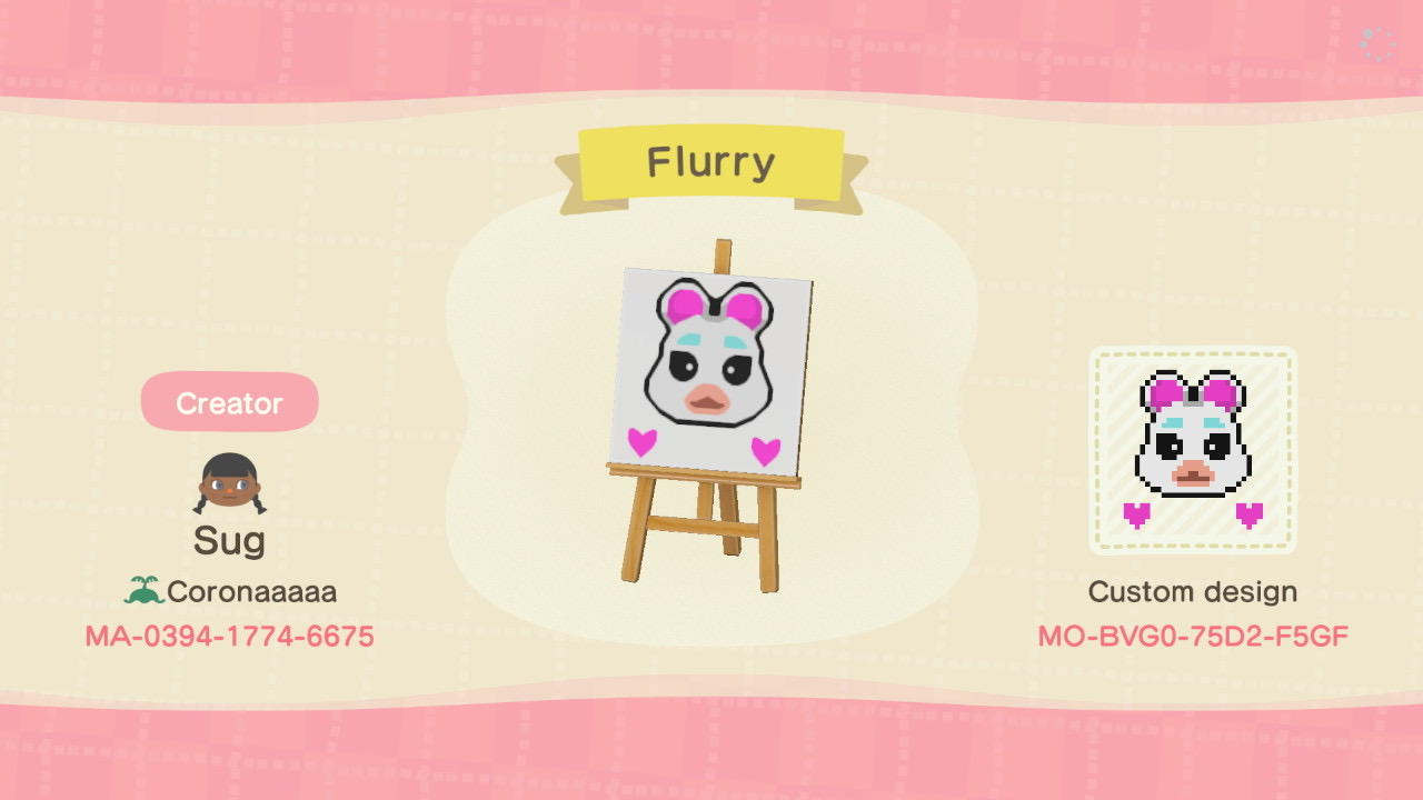 Animal Crossing Design Code: MO-BVG0-75D2-F5GF FLURRY THE HAMSTER