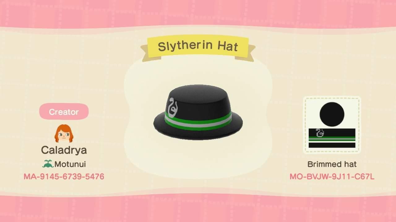 Animal Crossing Design Code: MO-BVJW-9J11-C67L Slytherin Hat