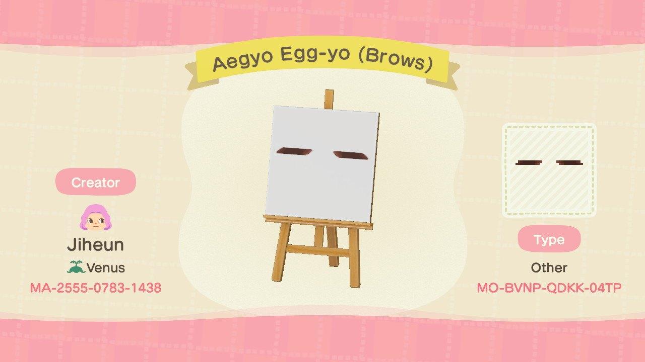 Animal Crossing Design Code: MO-BVNP-QDKK-04TP Aegyo Egg-yo (Brows)