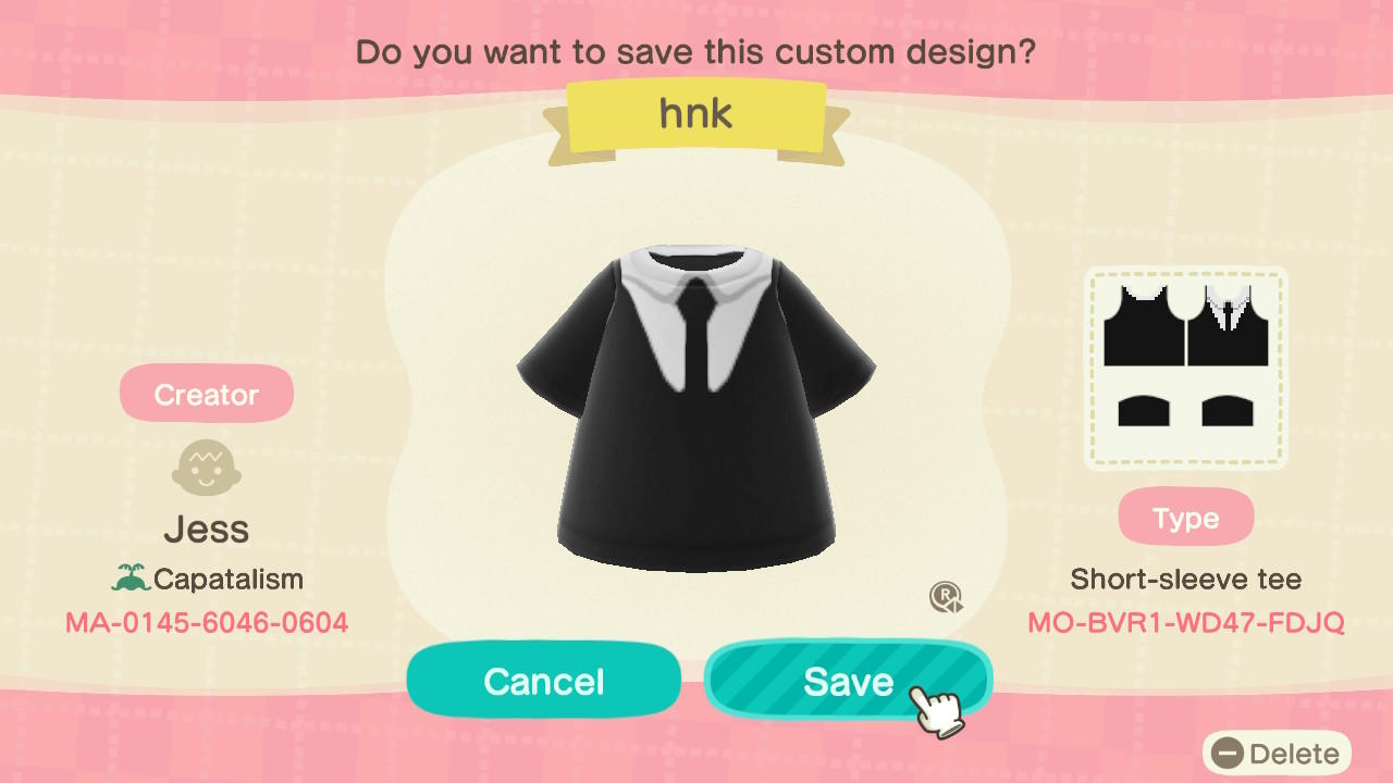 Animal Crossing Design Code: MO-BVR1-WD47-FDJQ hnk
