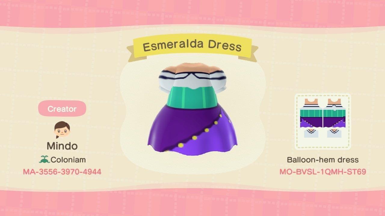 Animal Crossing Design Code: MO-BVSL-1QMH-ST69 Esmeralda Dress