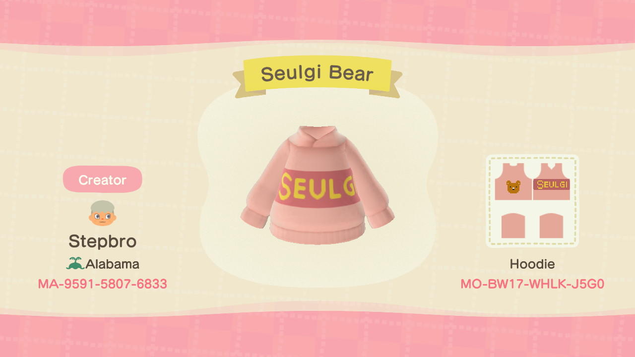 Animal Crossing Design Code: MO-BW17-WHLK-J5G0 Seulgi Red Velvet