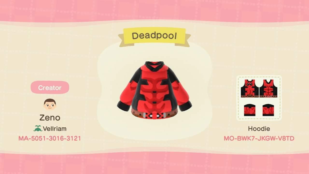 Animal Crossing Design Code: MO-BWK7-JKGW-V8TD Deadpool