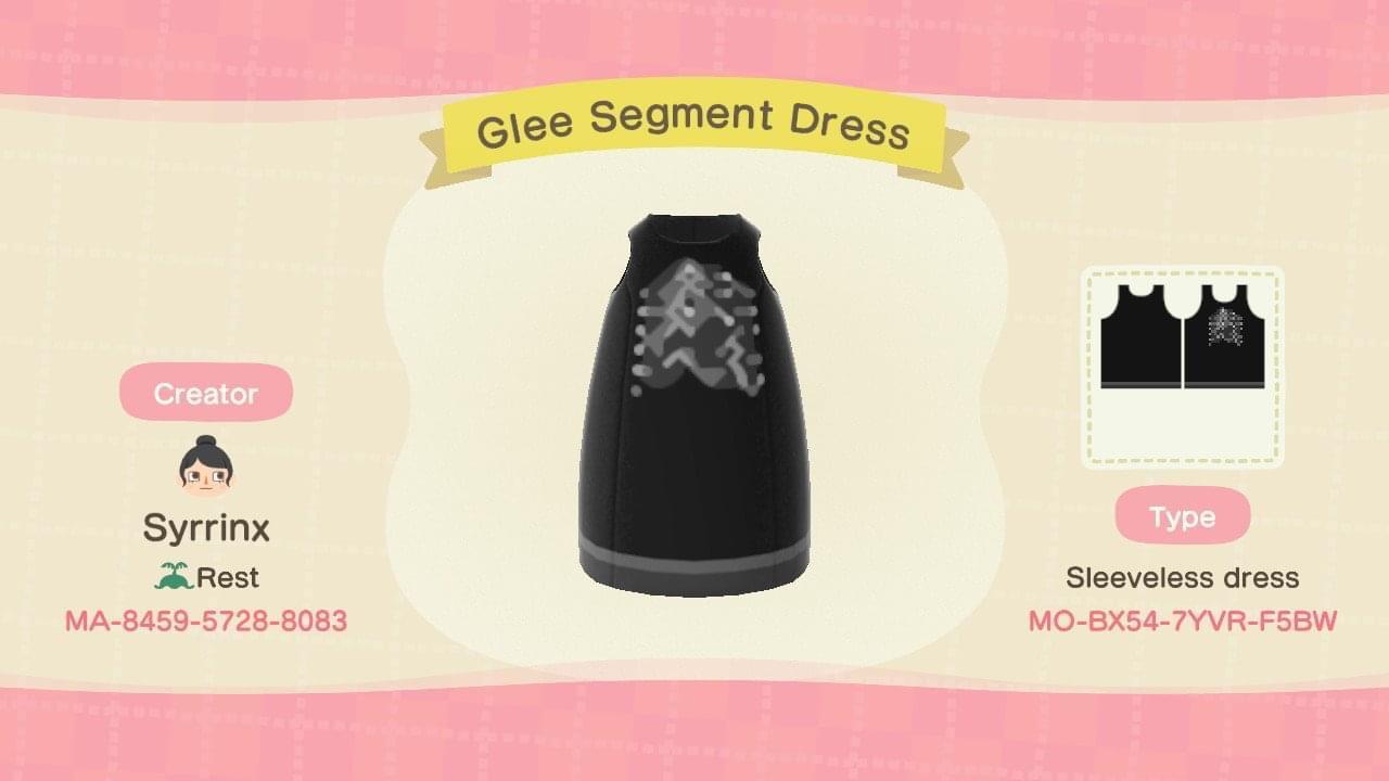 Animal Crossing Design Code: MO-BX54-7YVR-F5BW Glee Segment Dress
