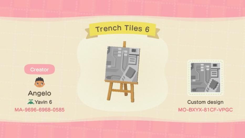 Animal Crossing Design Code: MO-BXYX-81CF-VPGC Trench Tiles 6