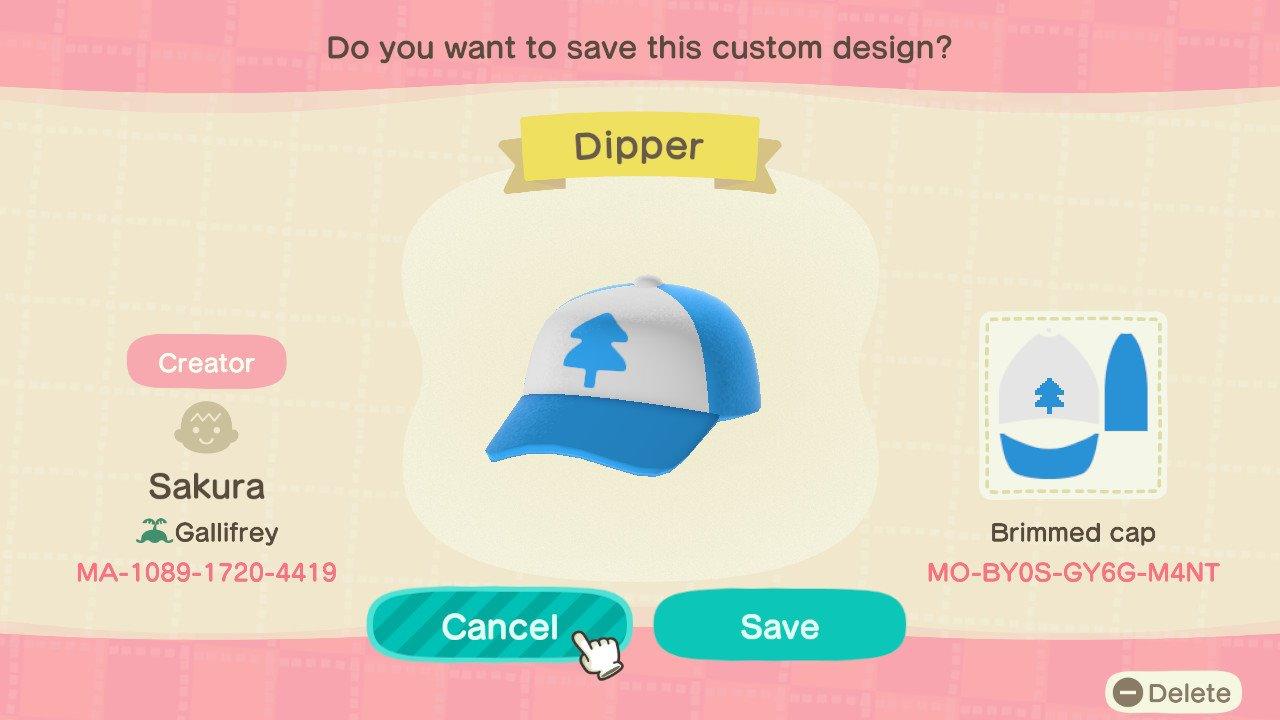 Animal Crossing Design Code: MO-BY0S-GY6G-M4NT Dipper