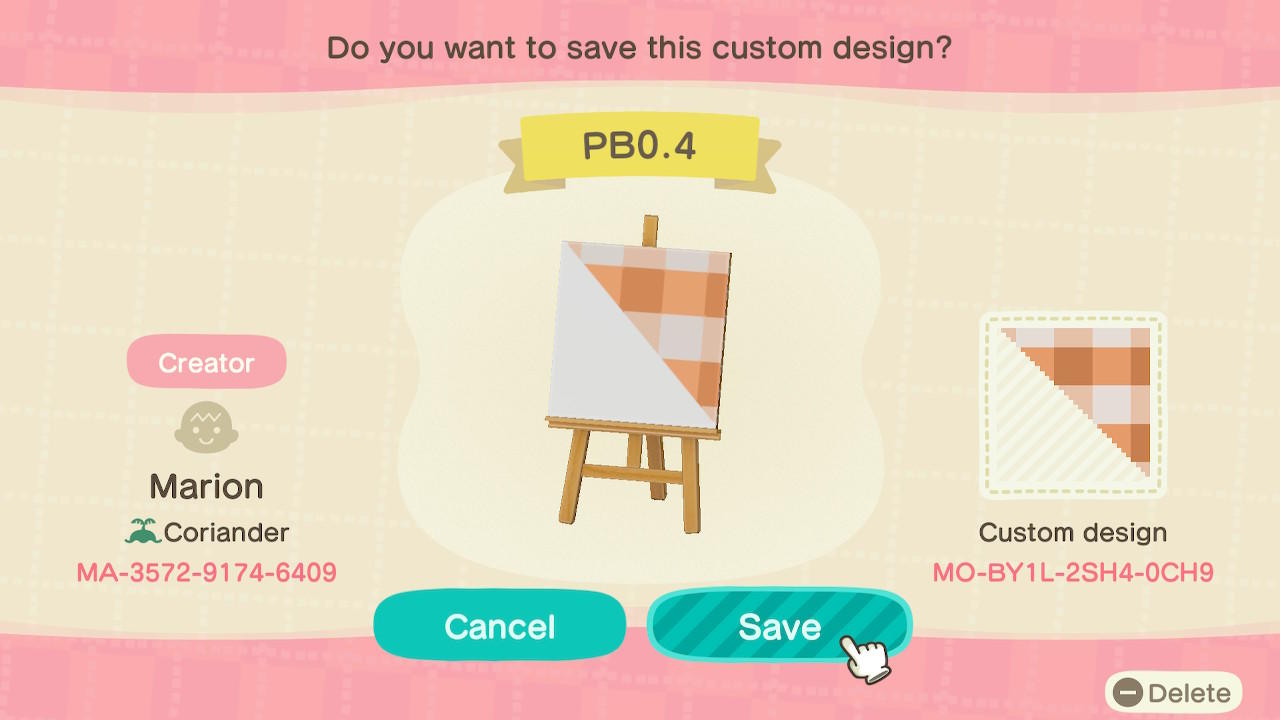 Animal Crossing Design Code: MO-BY1L-2SH4-0CH9 Picnic Blanket PB0.4
