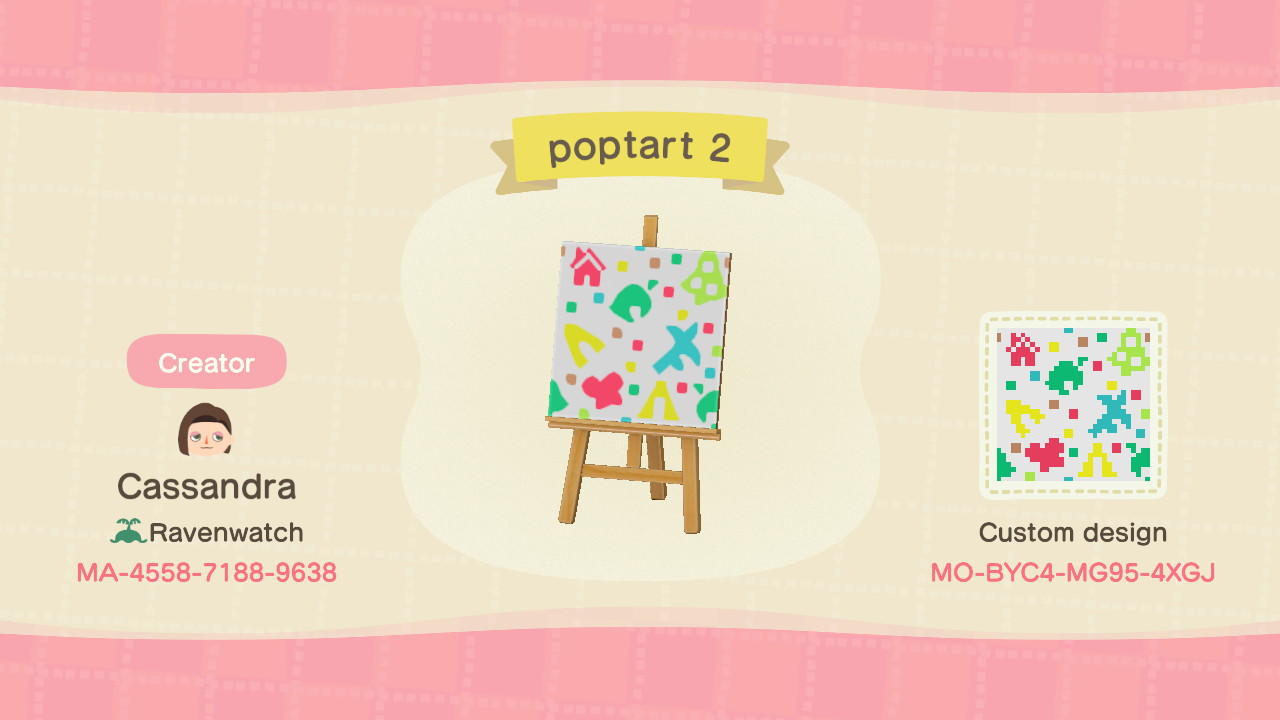 Animal Crossing Design Code: MO-BYC4-MG95-4XGJ poptart 2