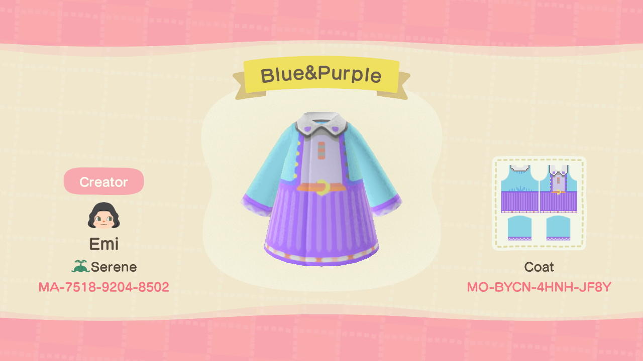 Animal Crossing Design Code: MO-BYCN-4HNH-JF8Y Blue&Purple