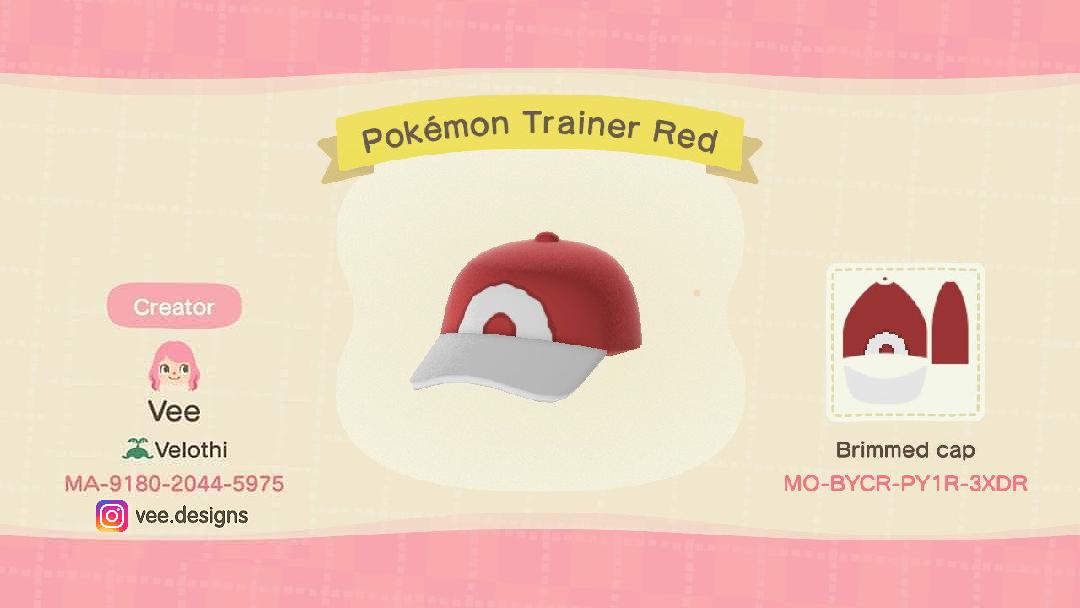 Animal Crossing Design Code: MO-BYCR-PY1R-3XDR Pokemon Trainer Red
