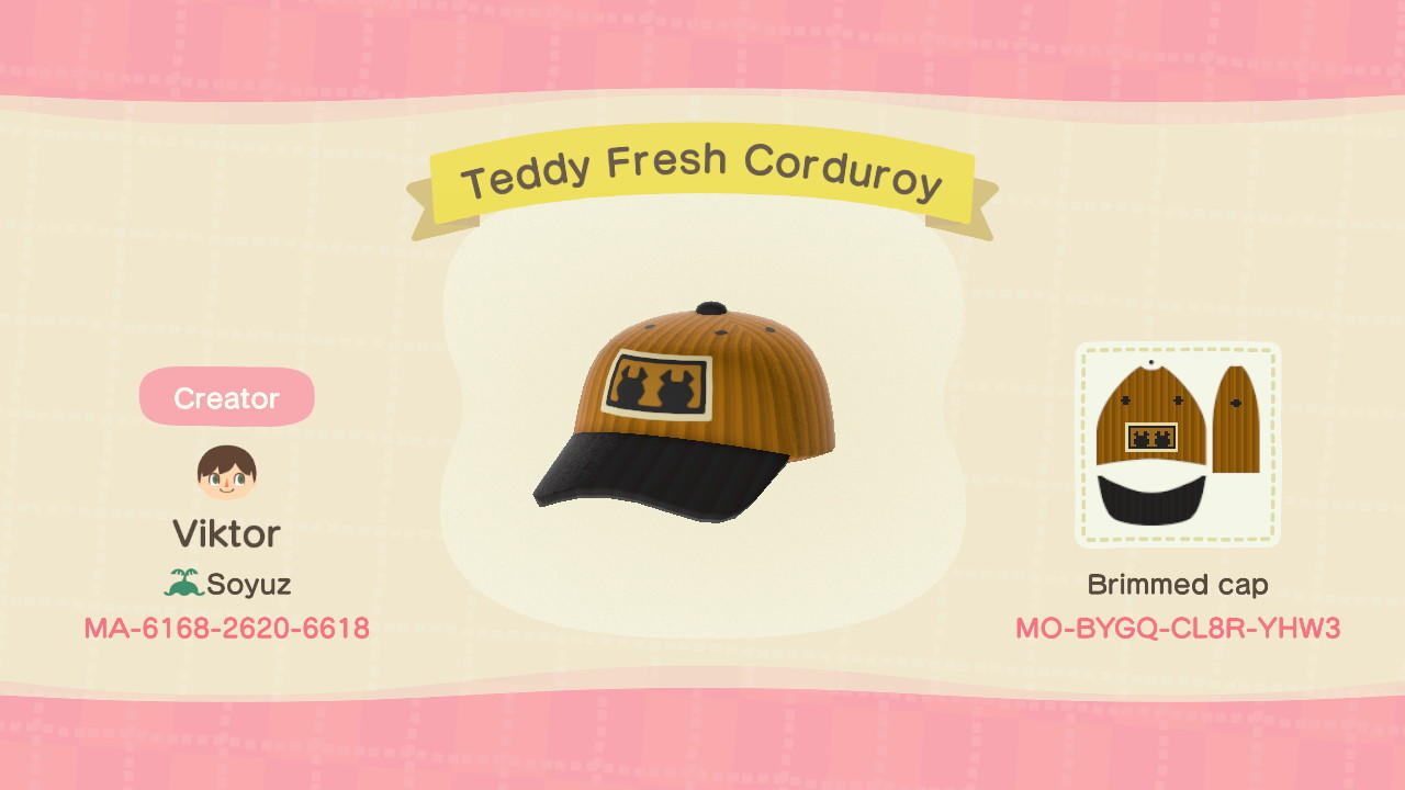 Animal Crossing Design Code: MO-BYGQ-CL8R-YHW3 Teddy Fresh Corduroy