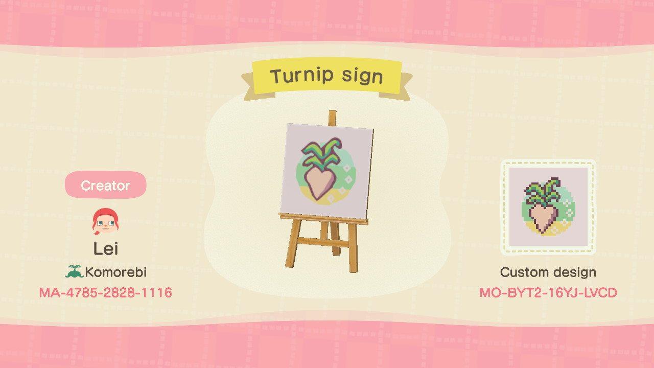 Animal Crossing Design Code: MO-BYT2-16YJ-LVCD Turnip