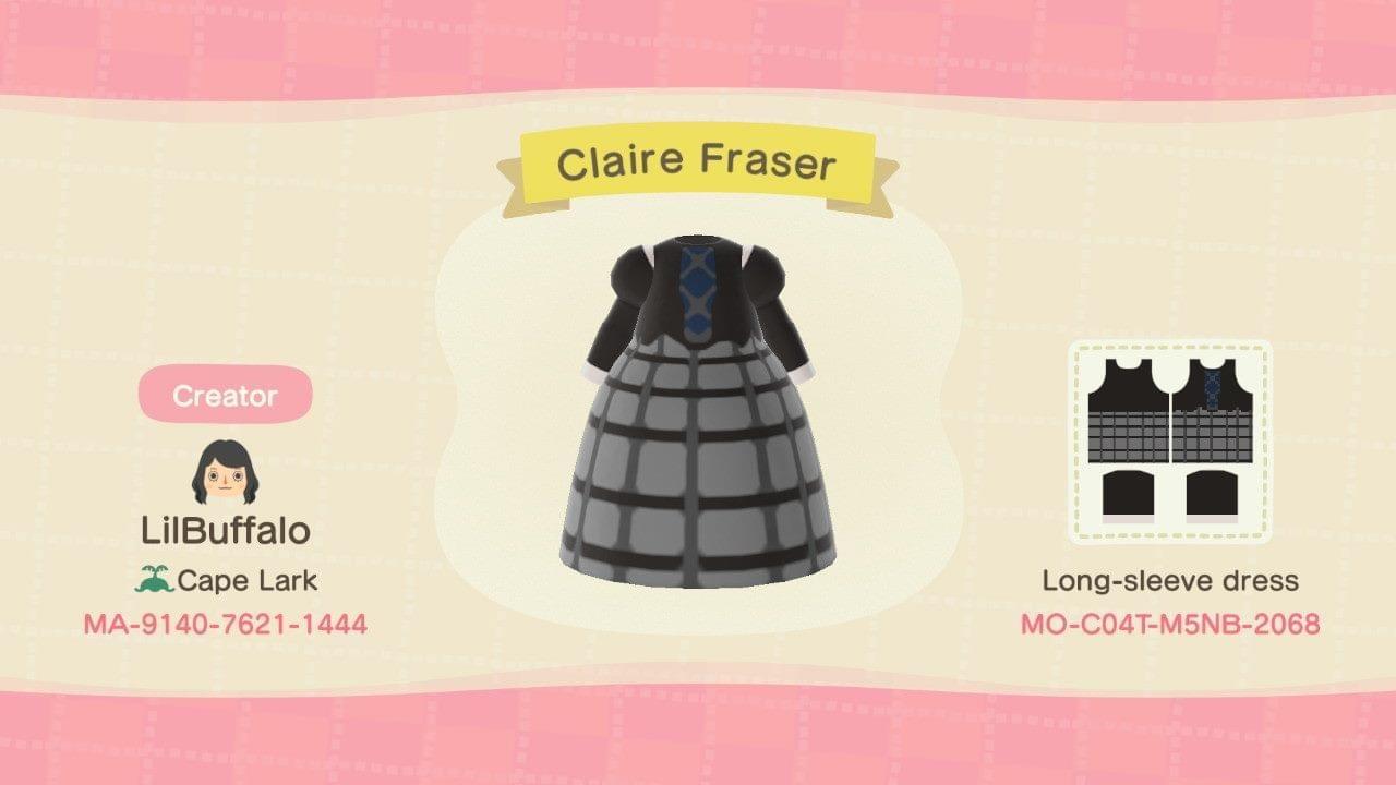 Animal Crossing Design Code: MO-C04T-M5NB-2068 Claire Fraser