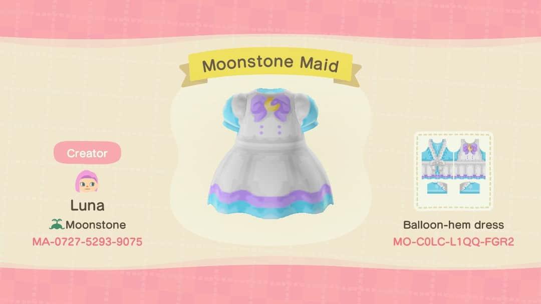 Animal Crossing Design Code: MO-C0LC-L1QQ-FGR2 Moonstone Maid