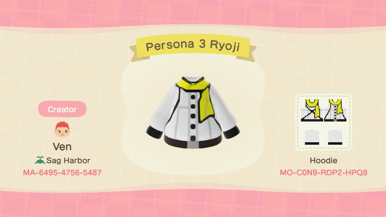 Animal Crossing Design Code: MO-C0N9-RDP2-HPQ8 Persona 3 Ryoji