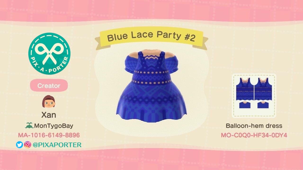 Animal Crossing Design Code: MO-C0Q0-HF34-0DY4 Blue Lace Party #2