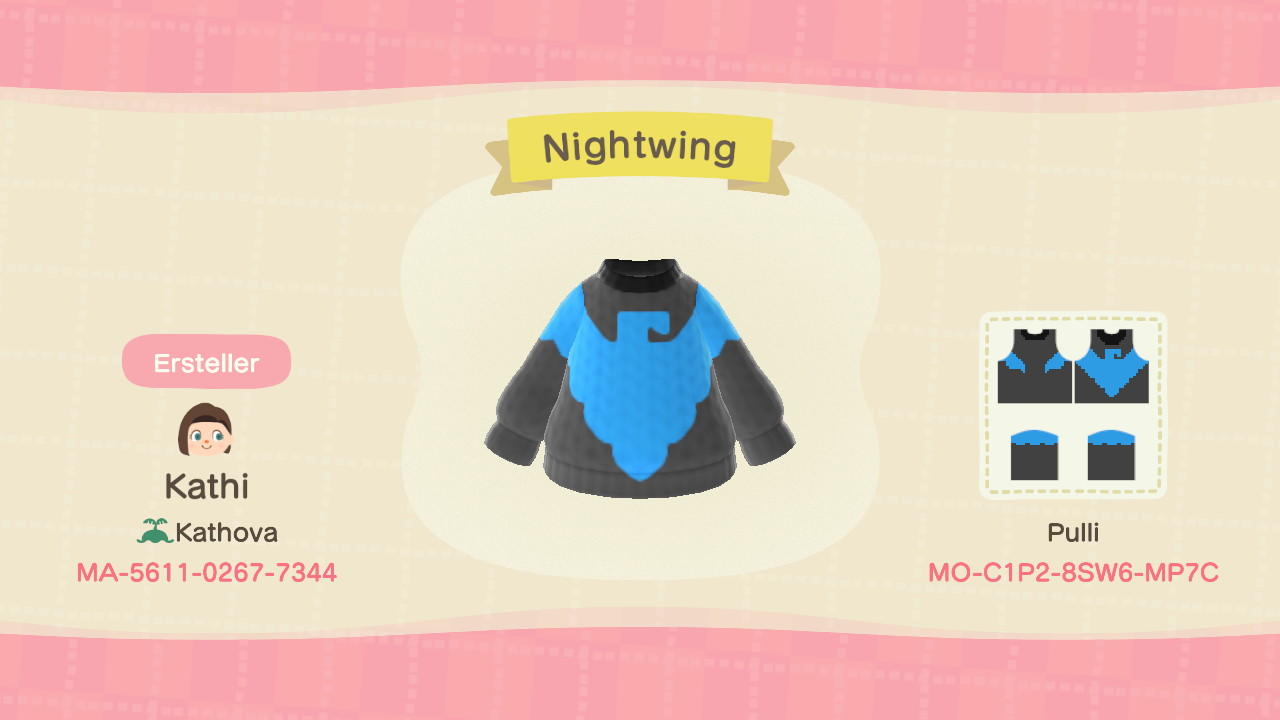Animal Crossing Design Code: MO-C1P2-8SW6-MP7C Nightwing