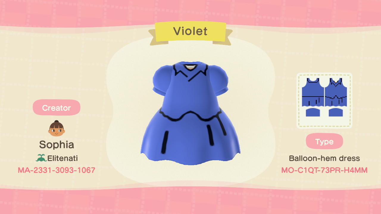 Animal Crossing Design Code: MO-C1QT-73PR-H4MM Violet