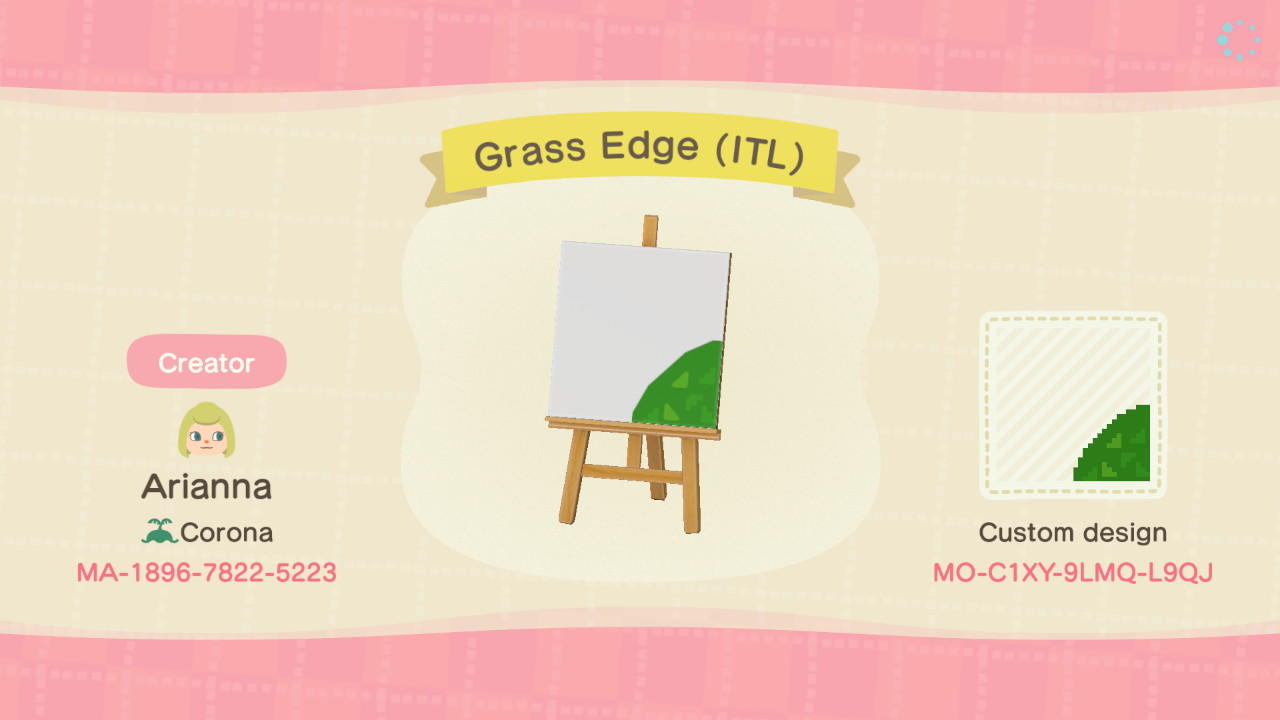 Animal Crossing Design Code: MO-C1XY-9LMQ-L9QJ Grass Edge (ITL)