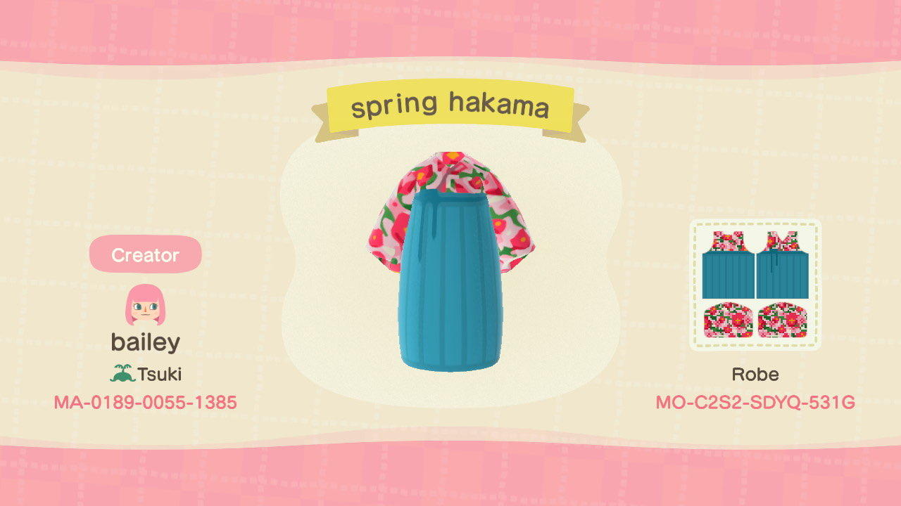 Animal Crossing Design Code: MO-C2S2-SDYQ-531G spring hakama