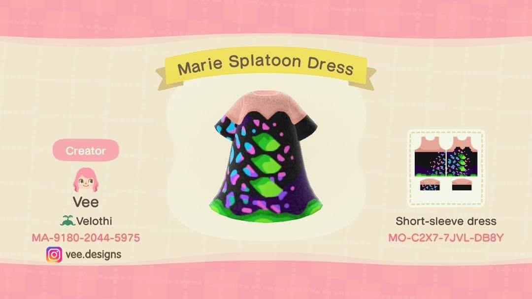 Animal Crossing Design Code: MO-C2X7-7JVL-DB8Y Marie Splatoon Dress