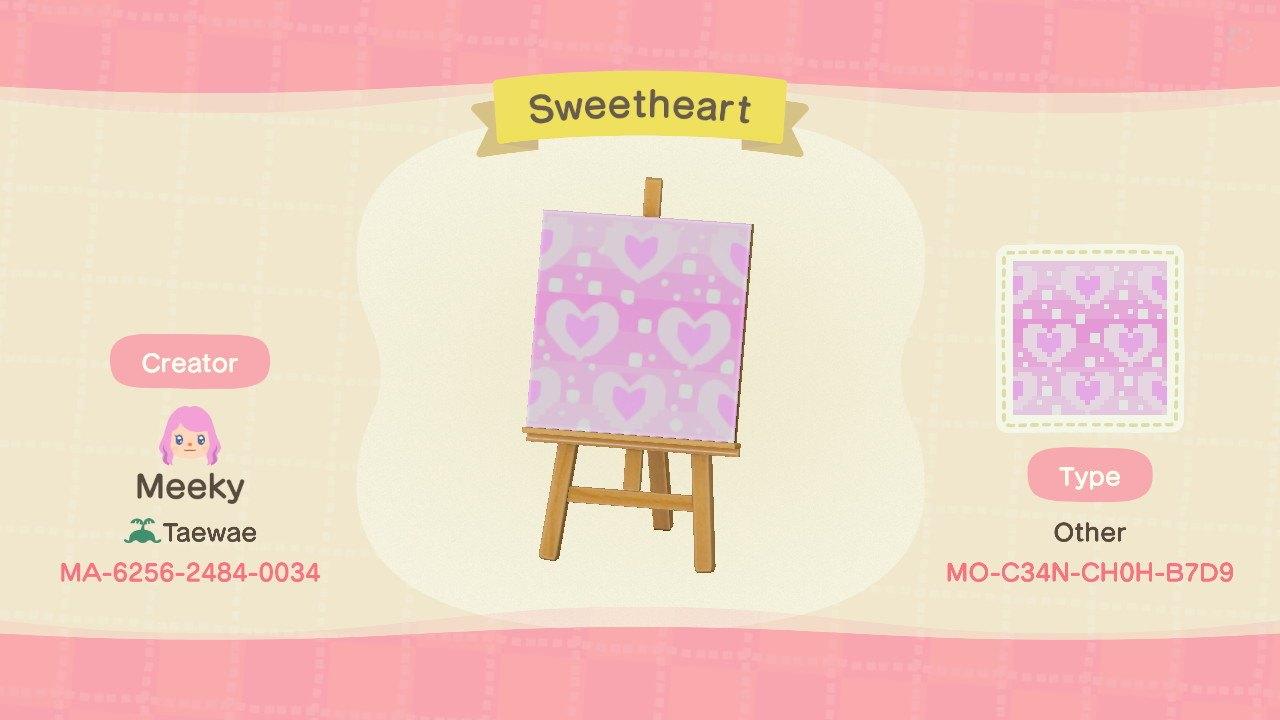 Animal Crossing Design Code: MO-C34N-CH0H-B7D9 Sweetheart