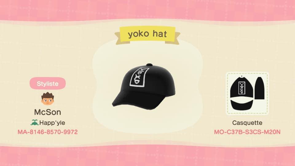 Animal Crossing Design Code: MO-C37B-S3CS-M20N yoko hat