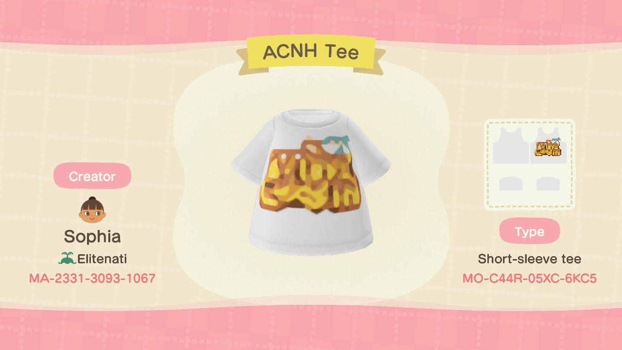 Animal Crossing Design Code: MO-C44R-05XC-6KC5 ACNH Tee