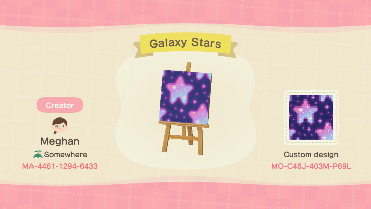 Animal Crossing Design Code: MO-C46J-403M-P69L Galaxy Stars