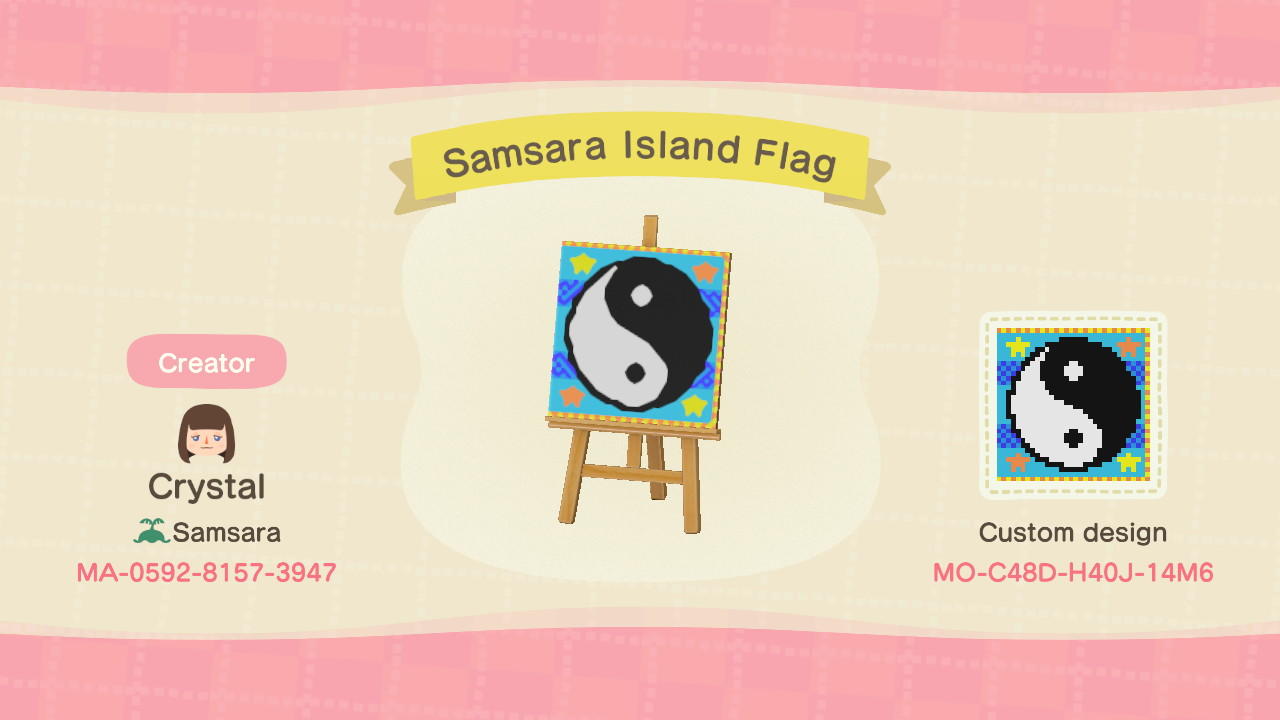 Animal Crossing Design Code: MO-C48D-H40J-14M6 Samsara Island Flag