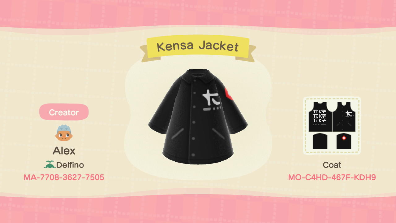 Animal Crossing Design Code: MO-C4HD-467F-KDH9 Kensa Jacket