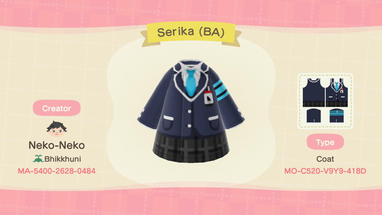 Animal Crossing Design Code: MO-C520-V9Y9-418D Serika Blue Archive