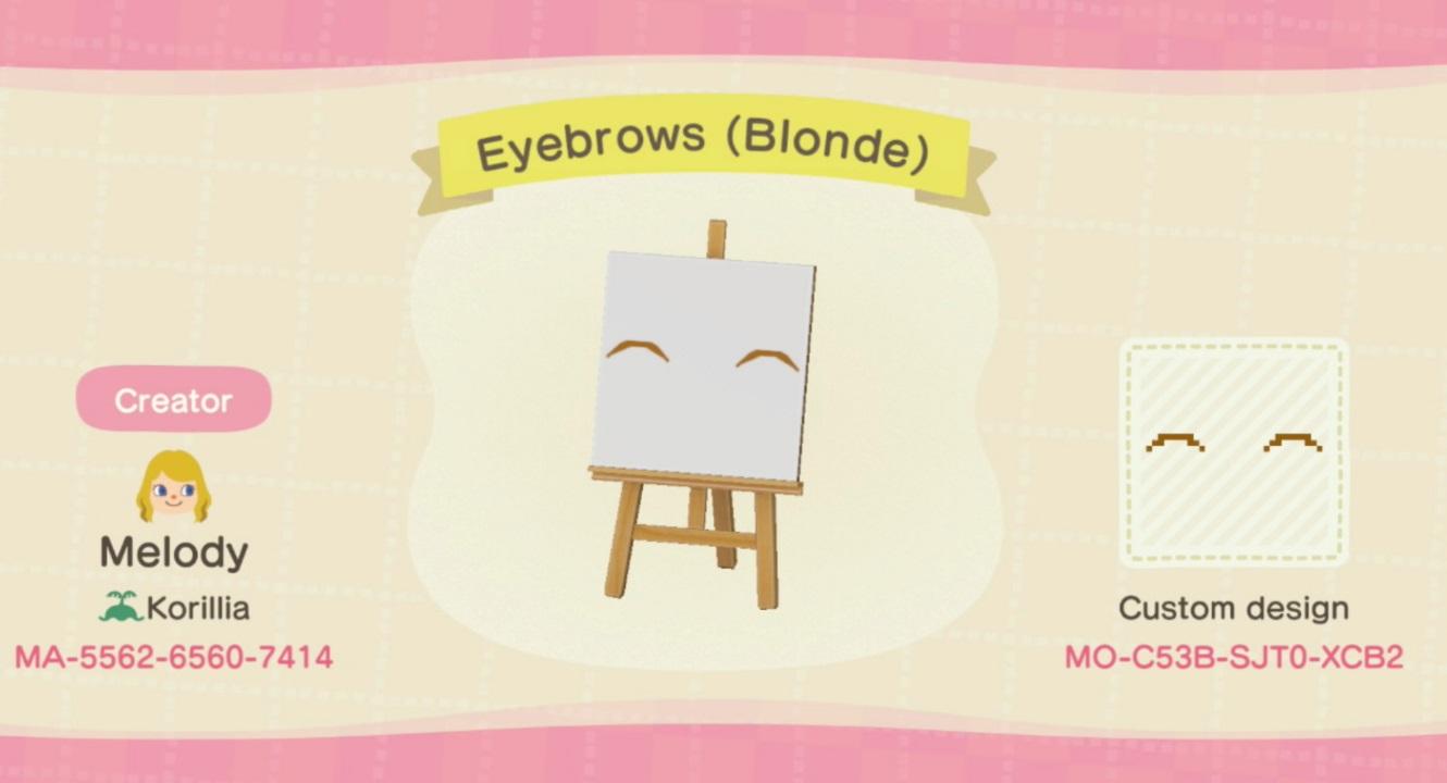 Animal Crossing Design Code: MO-C53B-SJT0-XCB2 Eyebrows (Blonde)