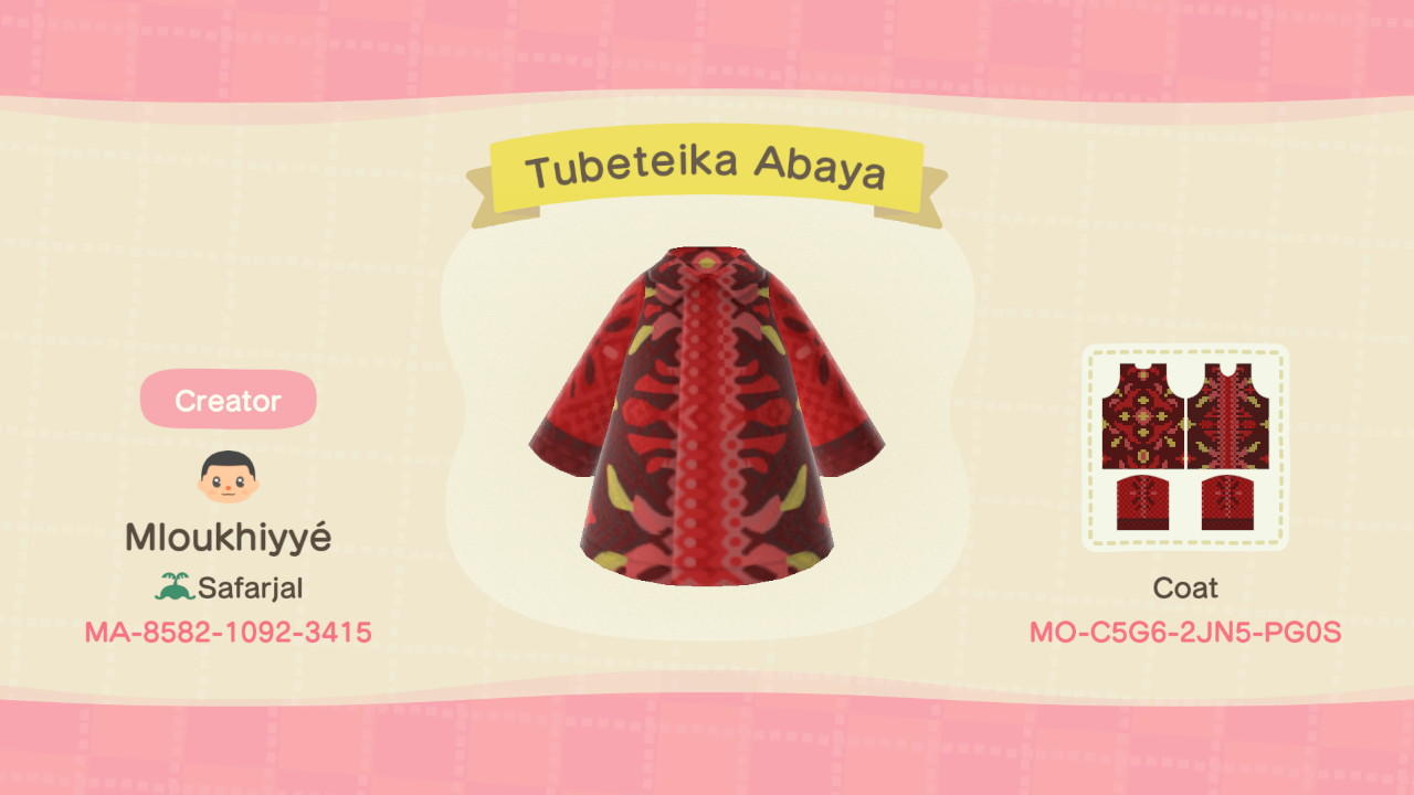 Animal Crossing Design Code: MO-C5G6-2JN5-PG0S Tubeteika Abaya