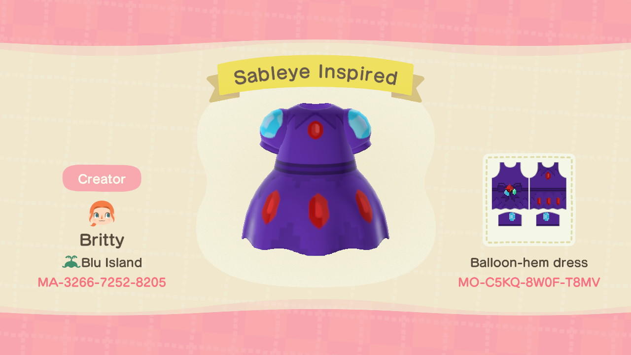 Animal Crossing Design Code: MO-C5KQ-8W0F-T8MV Pokemon Sableye