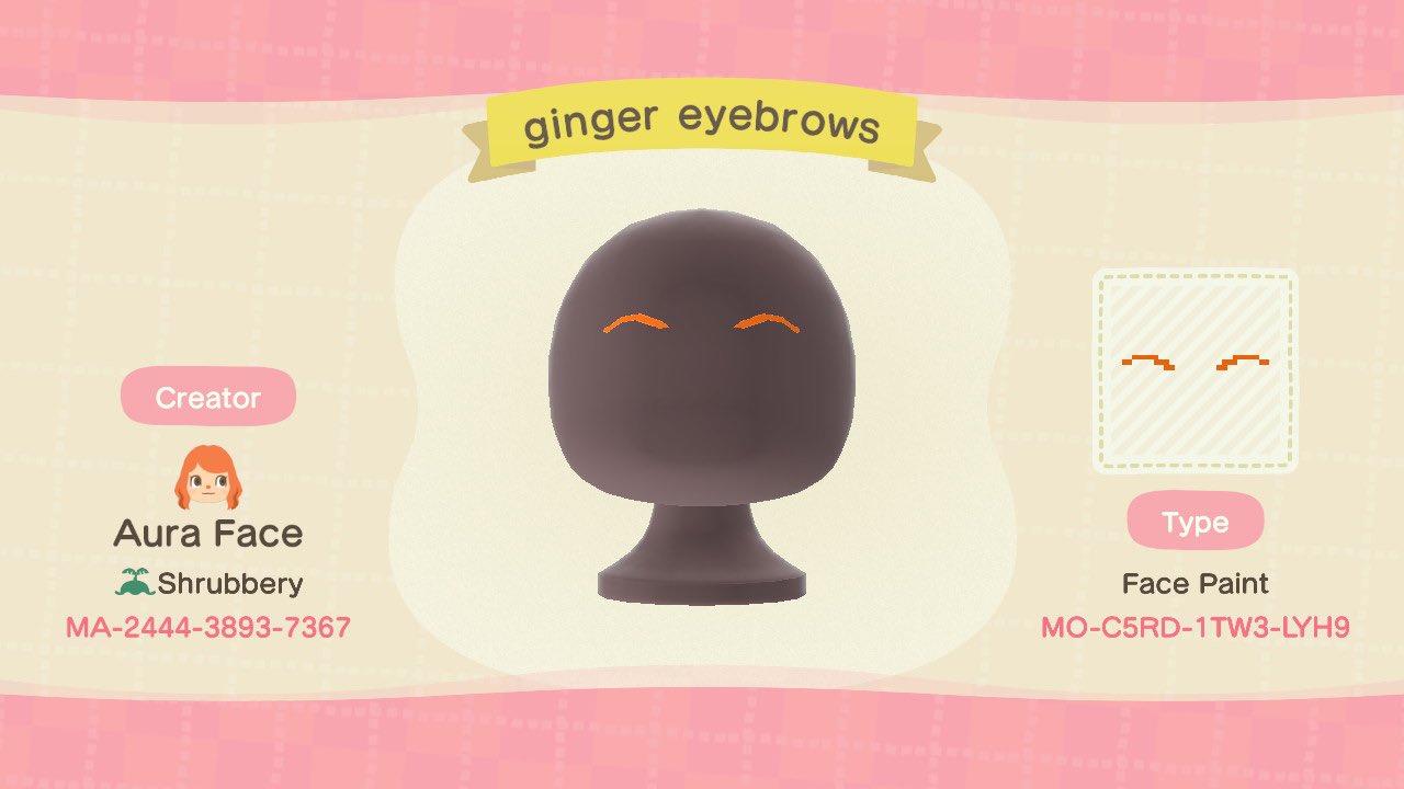 Animal Crossing Design Code: MO-C5RD-1TW3-LYH9 ginger eyebrows