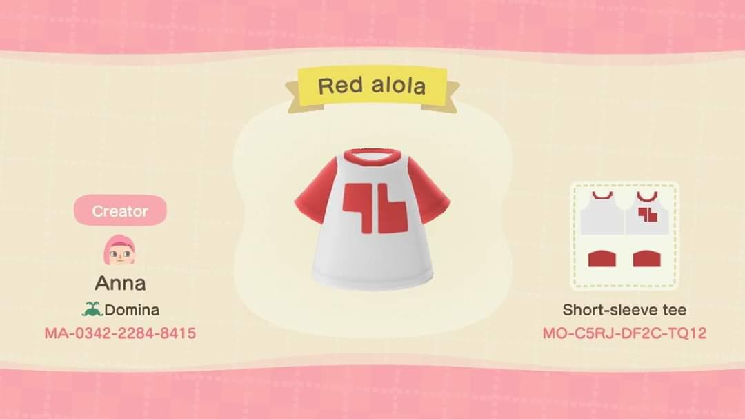 Animal Crossing Design Code: MO-C5RJ-DF2C-TQ12 Red alola