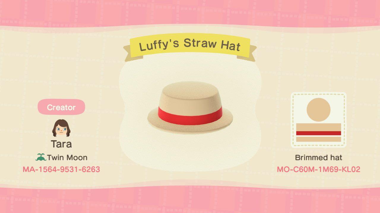 Animal Crossing Design Code: MO-C60M-1M69-KL02 Luffys Straw Hat