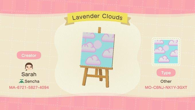 Animal Crossing Design Code: MO-C6NJ-NX1Y-3GXT Lav. Clouds Phone