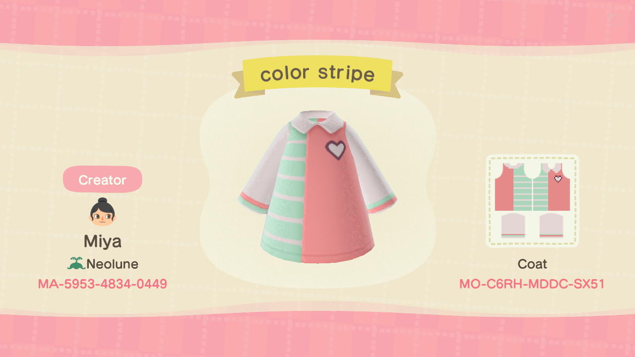 Animal Crossing Design Code: MO-C6RH-MDDC-SX51 pastel color stripes