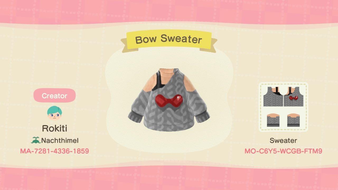 Animal Crossing Design Code: MO-C6Y5-WCGB-FTM9 Bow Sweater
