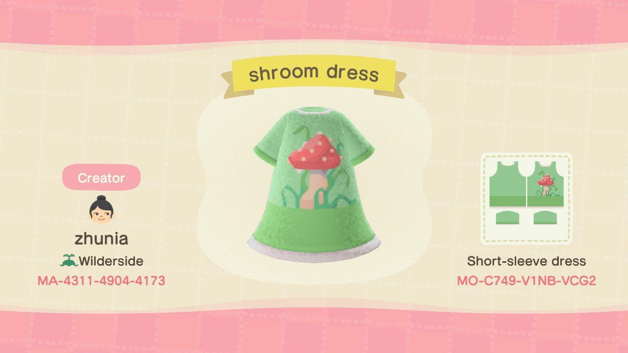 Animal Crossing Design Code: MO-C749-V1NB-VCG2 shroom dress
