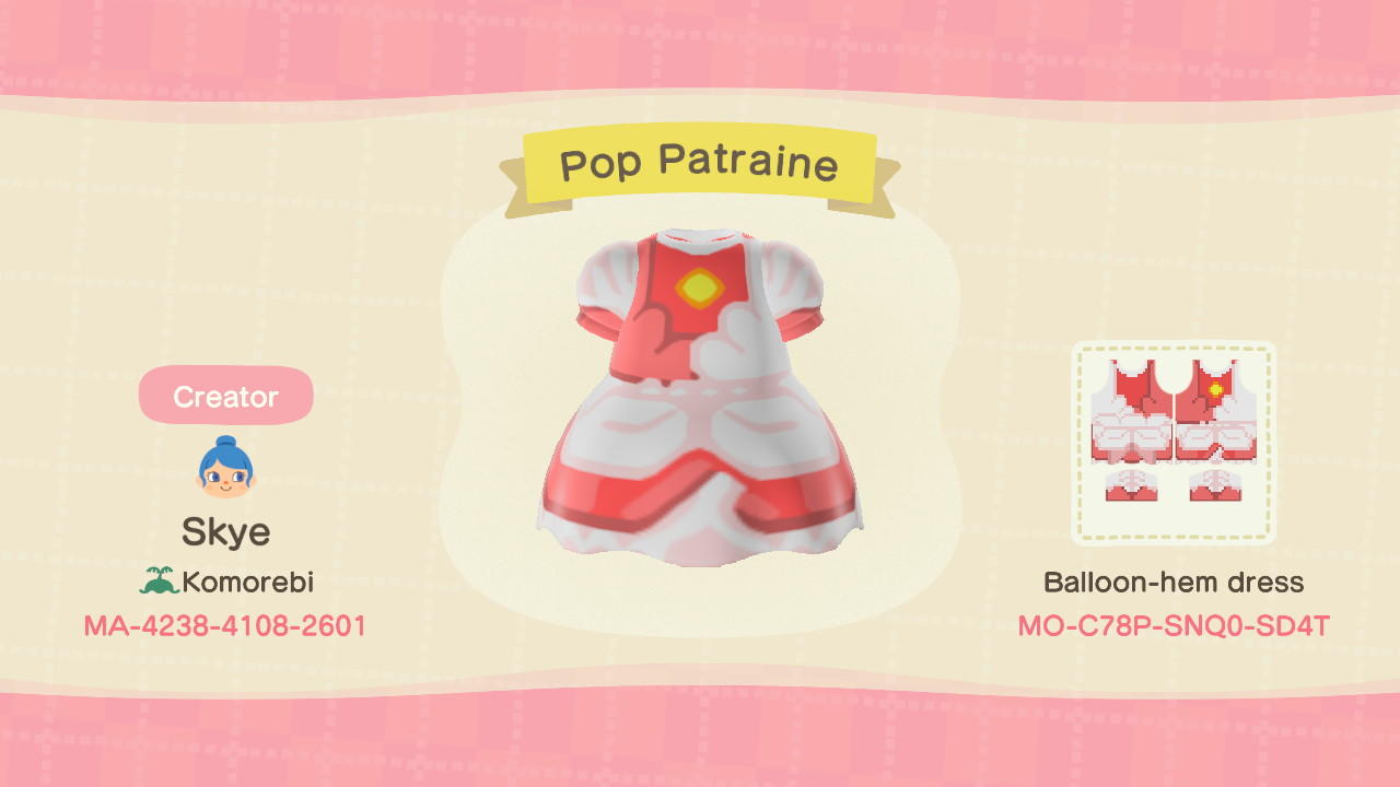 Animal Crossing Design Code: MO-C78P-SNQ0-SD4T Pop Patraine